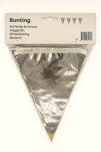 Metallic Pennant Bunting – Silver, 10 m
